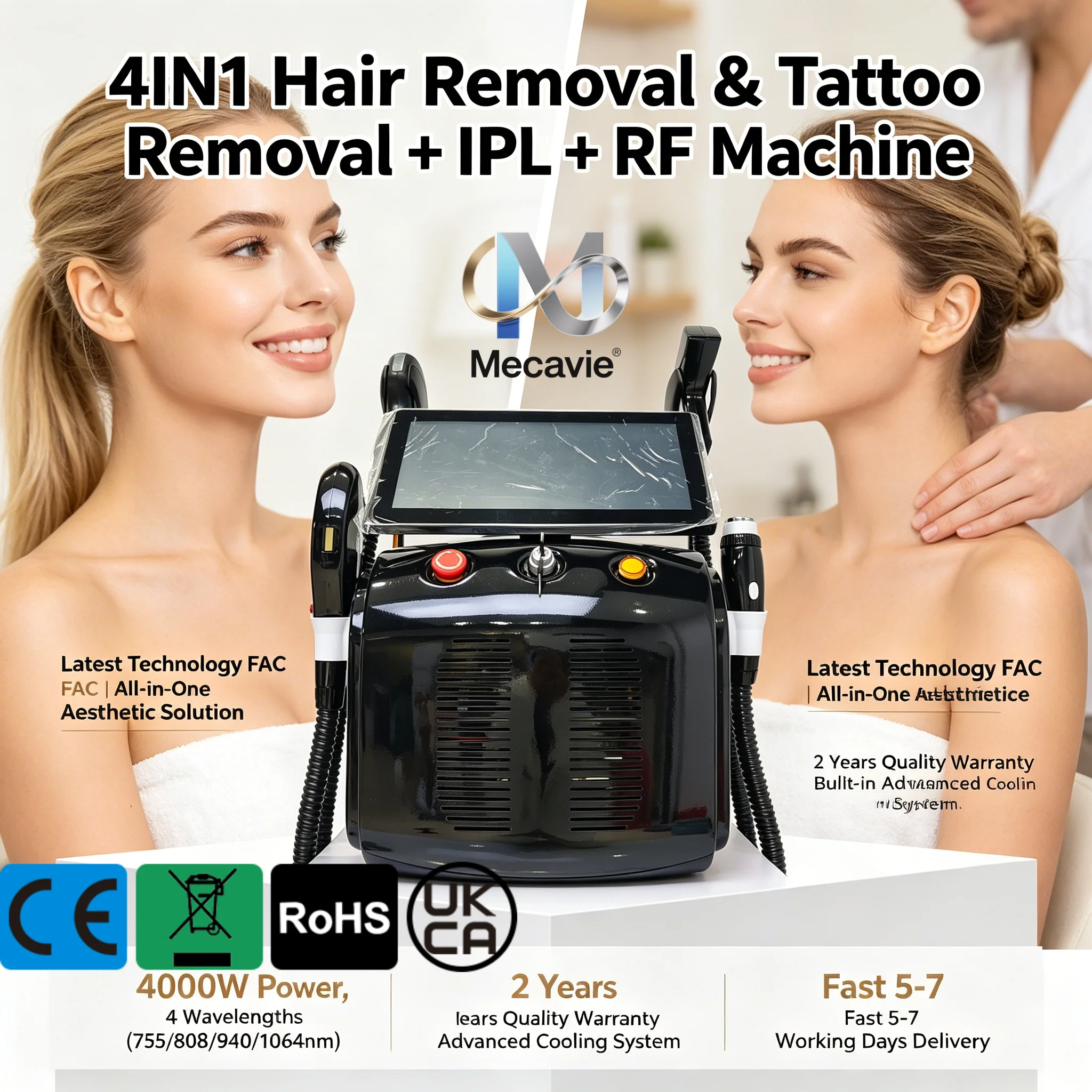 High Quality 4in1 5000w Soprano Titanium Ice Platinum 808nm Diode 4 Waves Laser ND:YAG Machine Painless Hair Removal Firm Skin
High Quality 4in1 5000w Soprano Titanium Ice Platinum 808nm Diode 4 Waves Laser ND:YAG Machine Painless Hair Removal Firm Skin
