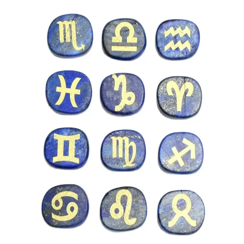 12 Pieces Natural Chakra Amethyst Quartz Tiger Eye Stone Engraved Crystal Reiki Healing Zodiac Sign Symbols Set
12 Pieces Natural Chakra Amethyst Quartz Tiger Eye Stone Engraved Crystal Reiki Healing Zodiac Sign Symbols Set