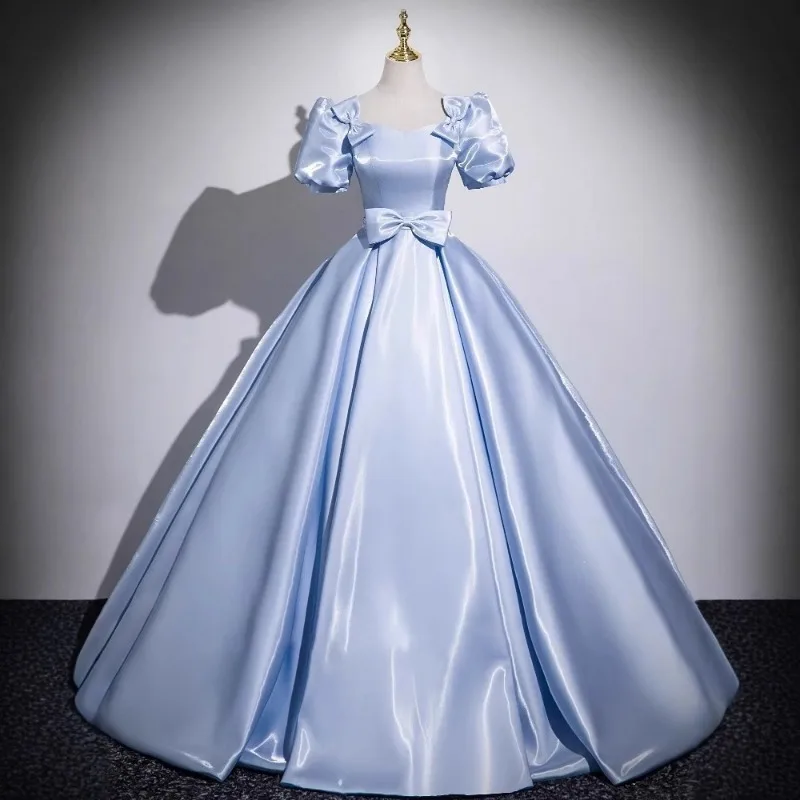 2026 New Blue Satin Evening Gown for Women, Graduation Party Dress, Hostess Skirt, Student Art Exam Choir Performance Wear
2026 New Blue Satin Evening Gown for Women, Graduation Party Dress, Hostess Skirt, Student Art Exam Choir Performance Wear