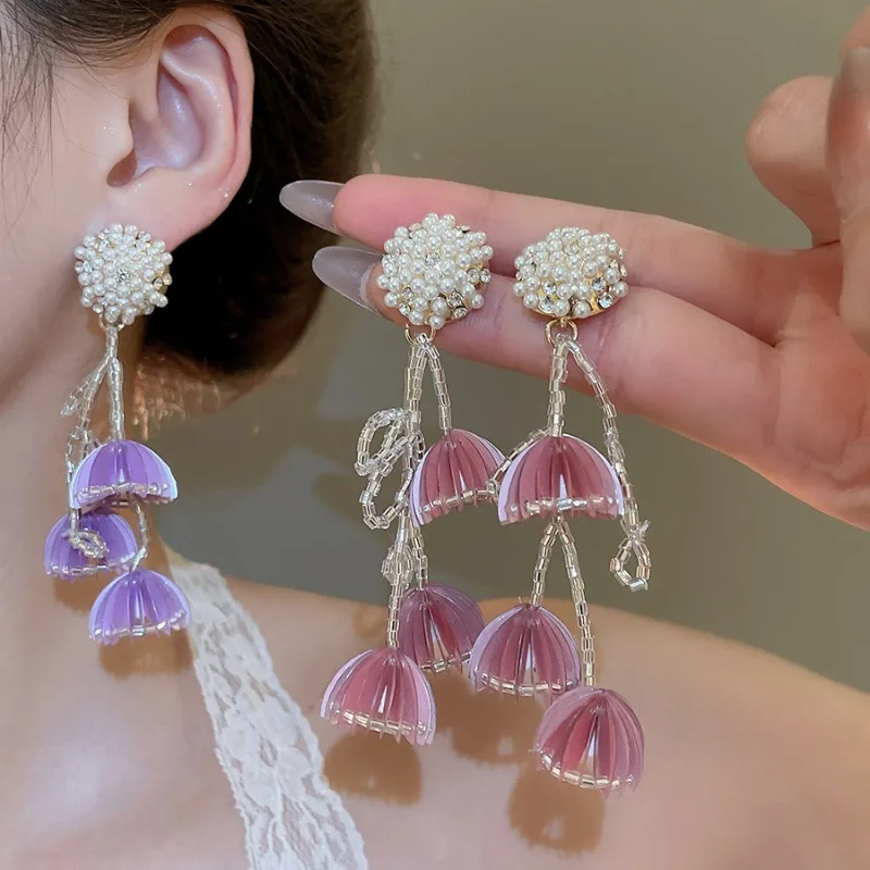 Minar Hyperbole Coffee Purple Color Rhinestones Simulated Pearl Flowers Jellyfish Long Tassel Drop Earrings for Women Female
Minar Hyperbole Coffee Purple Color Rhinestones Simulated Pearl Flowers Jellyfish Long Tassel Drop Earrings for Women Female