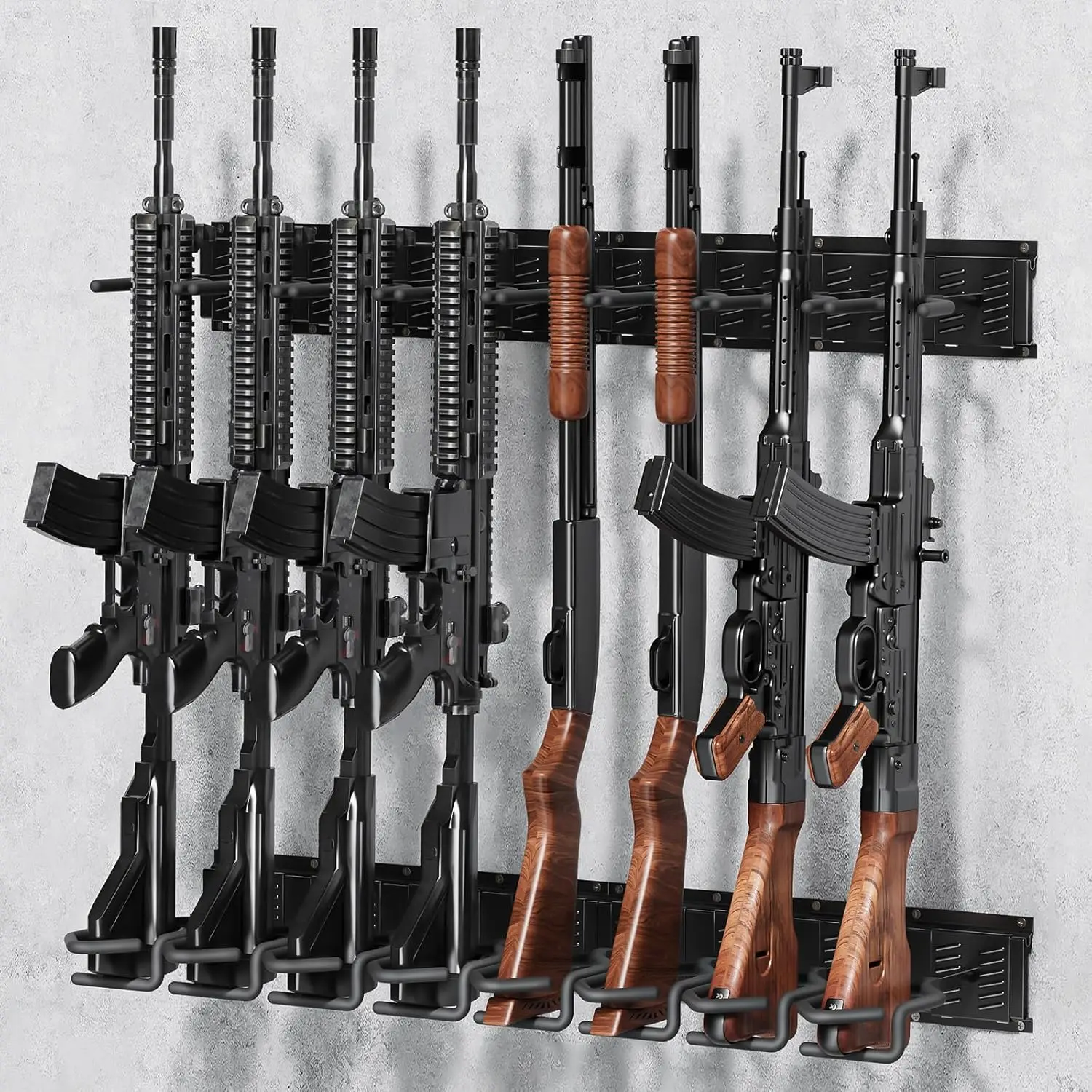 Heavy Duty Steel Gun Wall Mount, Adjustable 4/8/12 Slot Rack for Shotguns Rifles in Home Garage Office
Heavy Duty Steel Gun Wall Mount, Adjustable 4/8/12 Slot Rack for Shotguns Rifles in Home Garage Office