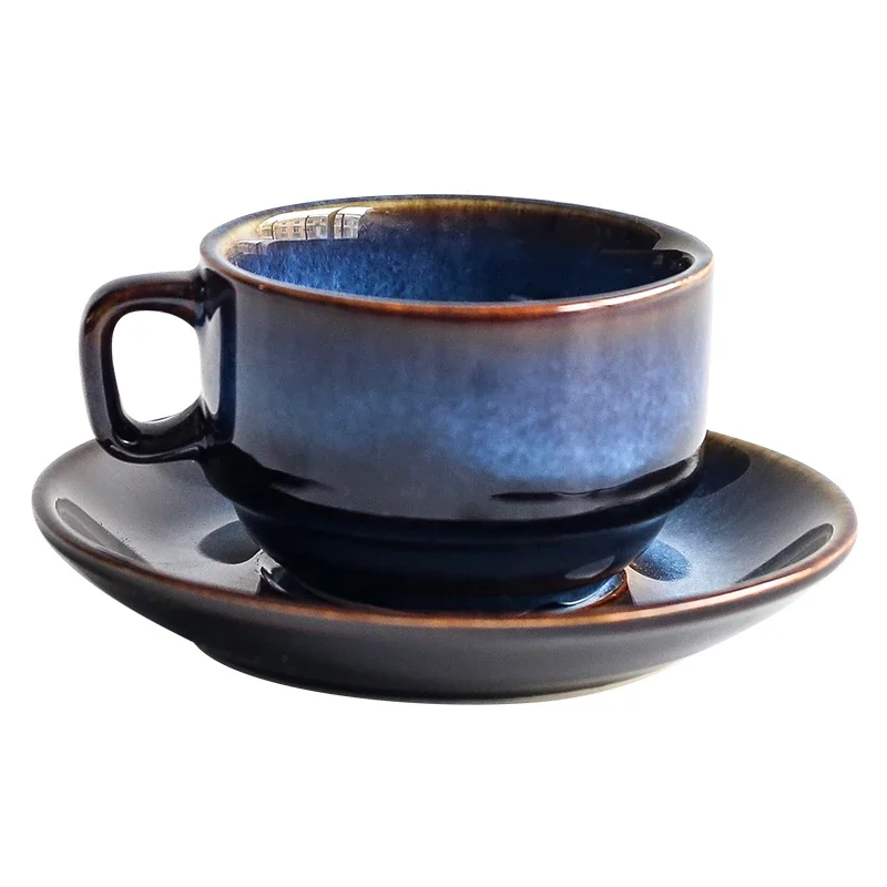 Ceramic coffee cup and saucer set creative breakfast cup afternoon tea Japanese style simple retro blue utensils B1T4W2
Ceramic coffee cup and saucer set creative breakfast cup afternoon tea Japanese style simple retro blue utensils B1T4W2