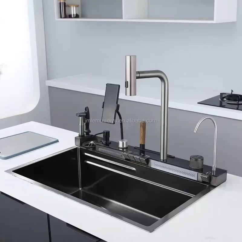 Premium Stainless Steel Sink Set for Smart Pull-Down Faucet with Digital Display LED Lighting Hot Cold Control
Premium Stainless Steel Sink Set for Smart Pull-Down Faucet with Digital Display LED Lighting Hot Cold Control