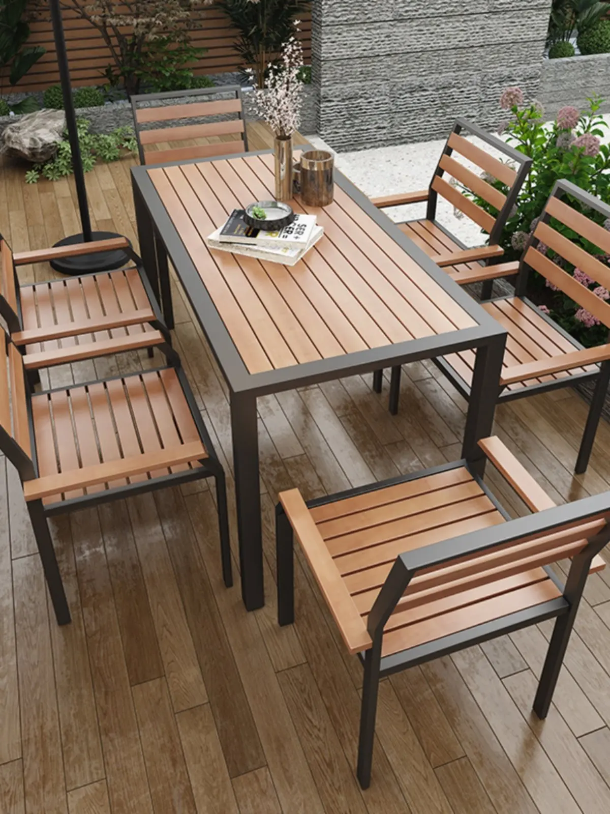 Outdoor courtyard leisure tea table and chair combination villa outdoor balcony sunscreen long dining table
Outdoor courtyard leisure tea table and chair combination villa outdoor balcony sunscreen long dining table