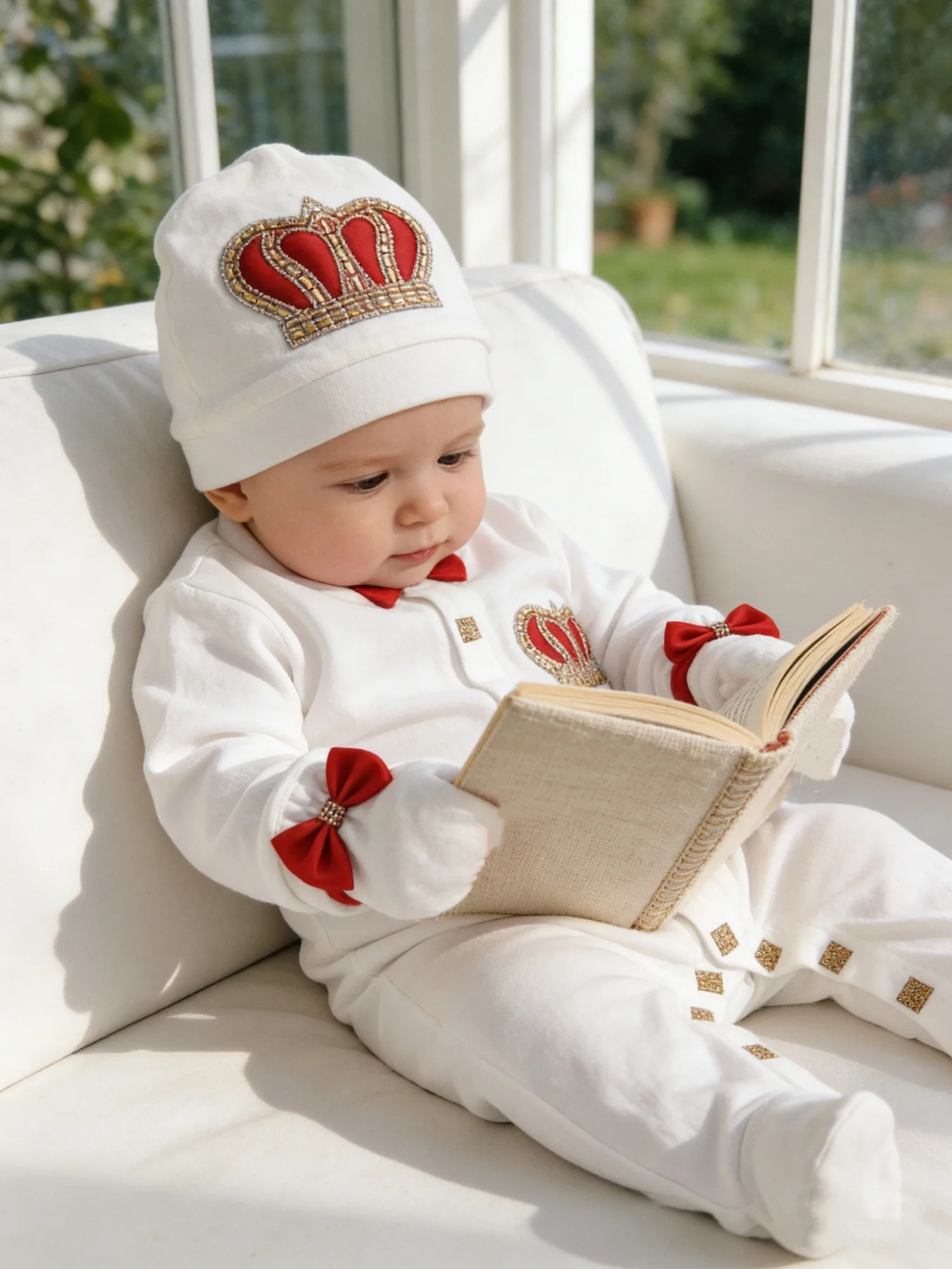 Newborn Boy Red White Outfit - Onesie for Baptism & Naming Ceremony
Newborn Boy Red White Outfit - Onesie for Baptism & Naming Ceremony