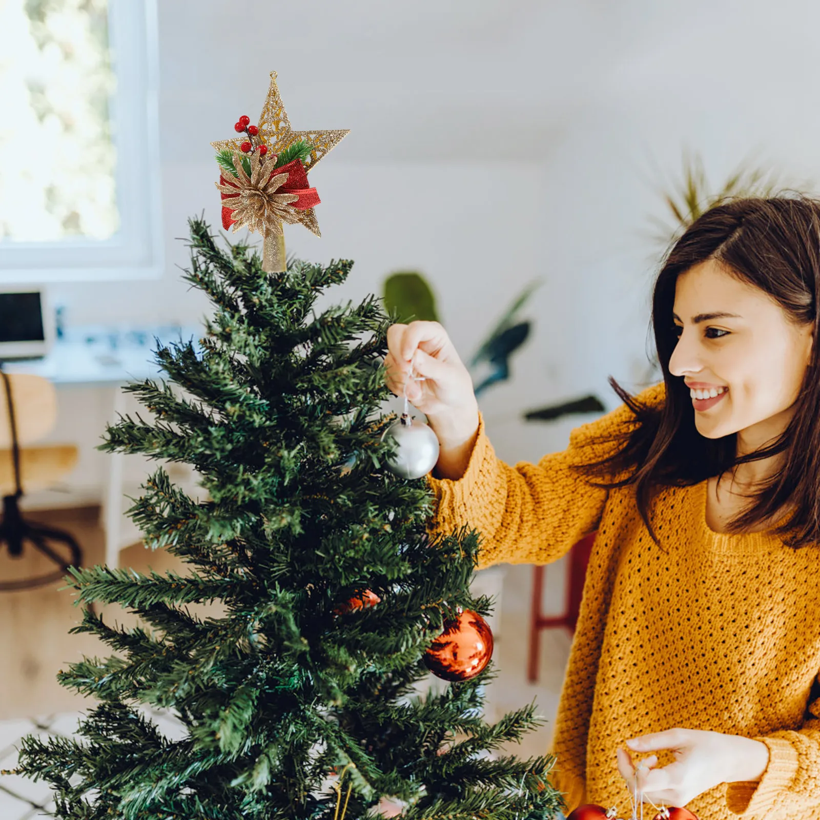 Penta-Star Decor Christmas Treetop Ornament Meticulously Made Festival Ornament for Tree Topper Home Decor Photography
Penta-Star Decor Christmas Treetop Ornament Meticulously Made Festival Ornament for Tree Topper Home Decor Photography