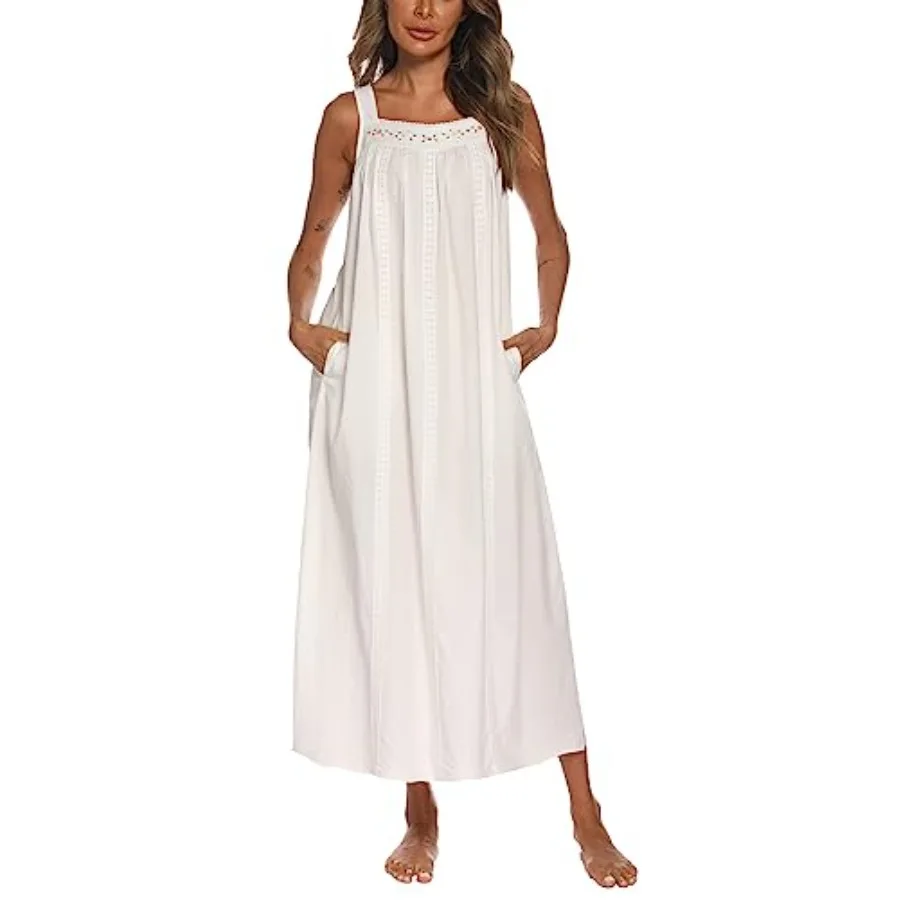 YOZLY Cotton Nightgowns for Women Embroidery Sleeveless Night Gown with Pockets S-XXXL
YOZLY Cotton Nightgowns for Women Embroidery Sleeveless Night Gown with Pockets S-XXXL
