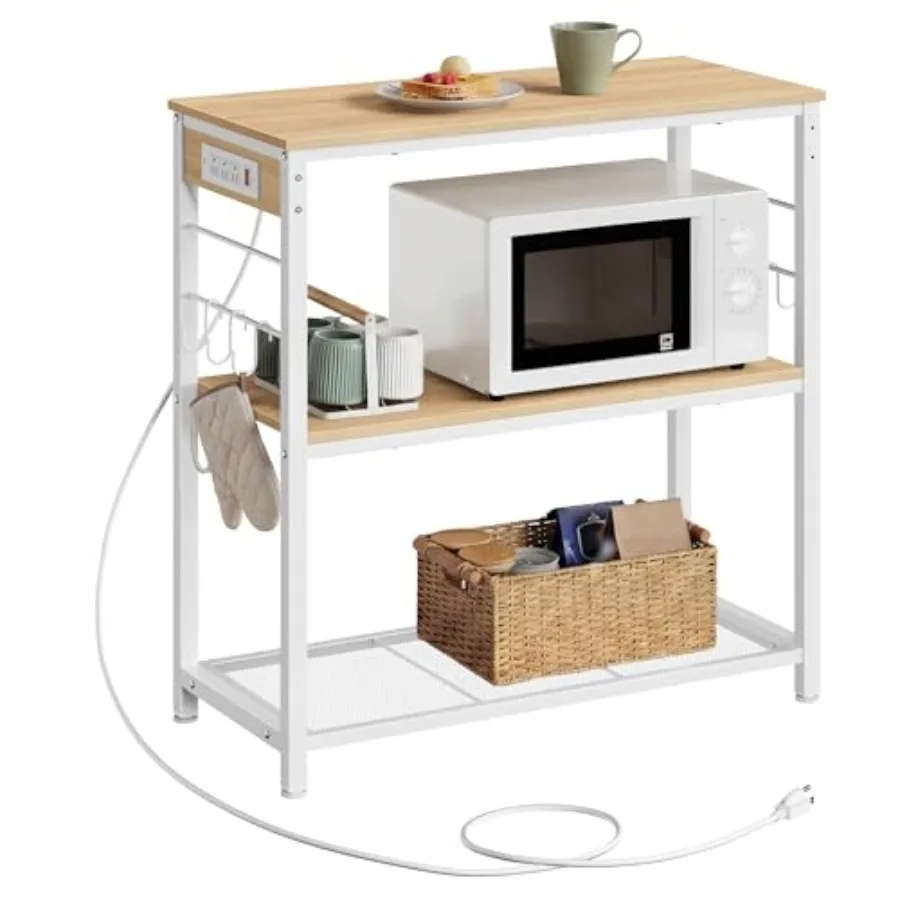 Kitchen Island with Power Strip Microwave Oven Stand Kitchen Shelf Baker's Rack with 3 Open Shelves 6 Hooks Metal Frame 15.7 x
Kitchen Island with Power Strip Microwave Oven Stand Kitchen Shelf Baker's Rack with 3 Open Shelves 6 Hooks Metal Frame 15.7 x