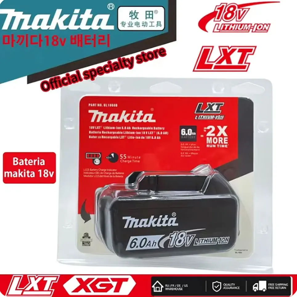 Original BL1860 18V 6000mAh 6.0 Ah Rechargeable Battery With charger for Makita 18V Battery LXT BL1860B BL1860 BL1850 DHP482
Original BL1860 18V 6000mAh 6.0 Ah Rechargeable Battery With charger for Makita 18V Battery LXT BL1860B BL1860 BL1850 DHP482