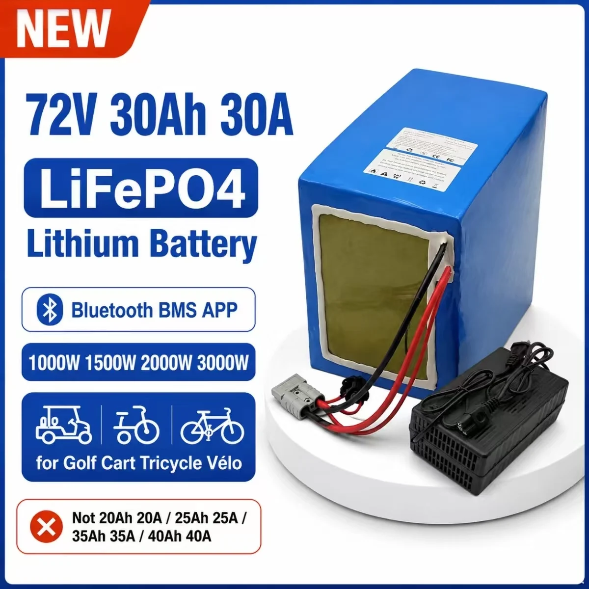 72v 30Ah 30A lifepo4 lithium battery with Bluetooth BMS APP not 20AH 20A 25Ah 25A 35Ah 35A 40Ah 40A 1000W 1500W 2000W 3000W
72v 30Ah 30A lifepo4 lithium battery with Bluetooth BMS APP not 20AH 20A 25Ah 25A 35Ah 35A 40Ah 40A 1000W 1500W 2000W 3000W