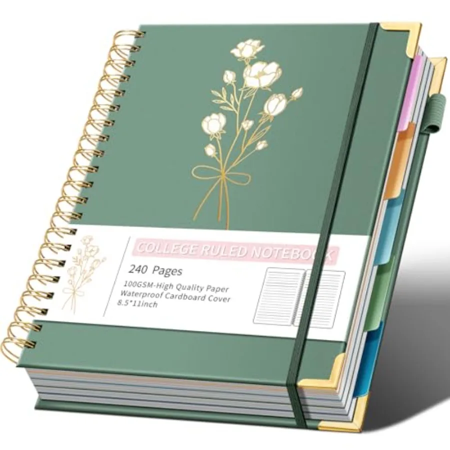 Hardcover Spiral Notebooks 8.5" X 11" Note Taking 5 Subject Notebook College Ruled with Dividers 240 Pages 100GSM Aesthetic Spi
Hardcover Spiral Notebooks 8.5" X 11" Note Taking 5 Subject Notebook College Ruled with Dividers 240 Pages 100GSM Aesthetic Spi
