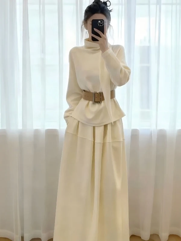 Chic Sweater And Skirt Set Women's Loose Fit High Waist Slimming Half Skirt Long Sleeve Thermal Outfit for Autumn W...
Chic Sweater And Skirt Set Women's Loose Fit High Waist Slimming Half Skirt Long Sleeve Thermal Outfit for Autumn W...