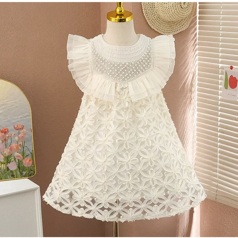 Toddler Kid Baby Girls Dress Summer Ruffles Pearls Floral Princess Dresses Sleeveless Girls Costumes Children Clothes
Toddler Kid Baby Girls Dress Summer Ruffles Pearls Floral Princess Dresses Sleeveless Girls Costumes Children Clothes