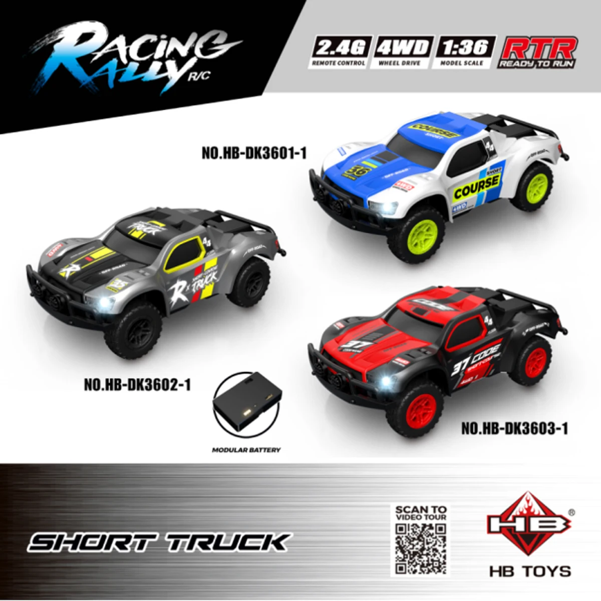 HBToys 1:36 DK3601-3 Rc Car Mini 4WD High Speed Short Truck High Speed Off Road Truck Competitive Racing Toy For Boys Gifts New
HBToys 1:36 DK3601-3 Rc Car Mini 4WD High Speed Short Truck High Speed Off Road Truck Competitive Racing Toy For Boys Gifts New