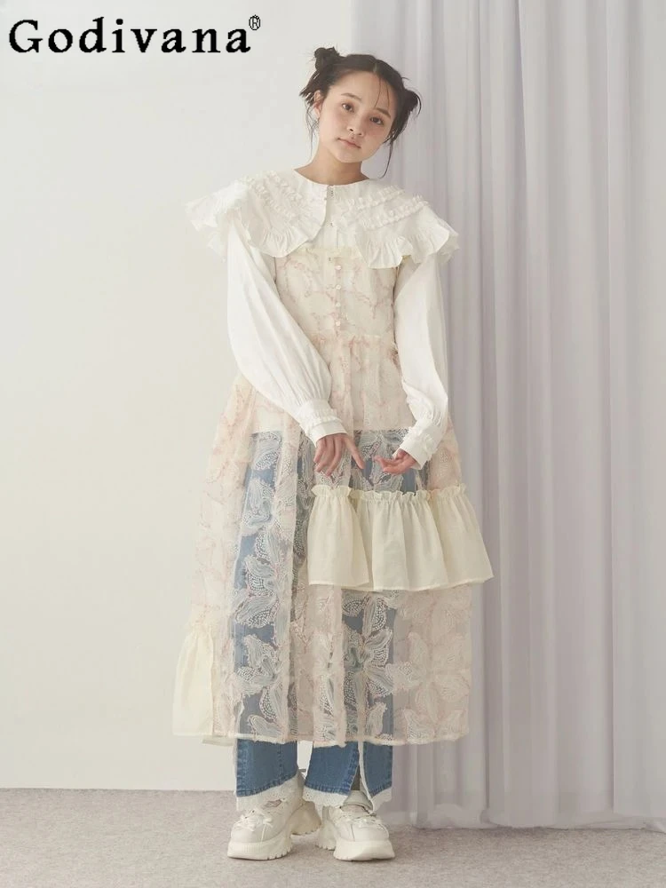 Длинное платье с милыми цветочными рюшами в японском стиле JSK, новинка осени 202, женские свободные обтягивающие повседневные базовые повседневные платья для девочек
Длинное платье с милыми цветочными рюшами в японском стиле JSK, новинка осени 202, женские свободные обтягивающие повседневные базовые повседневные платья для девочек