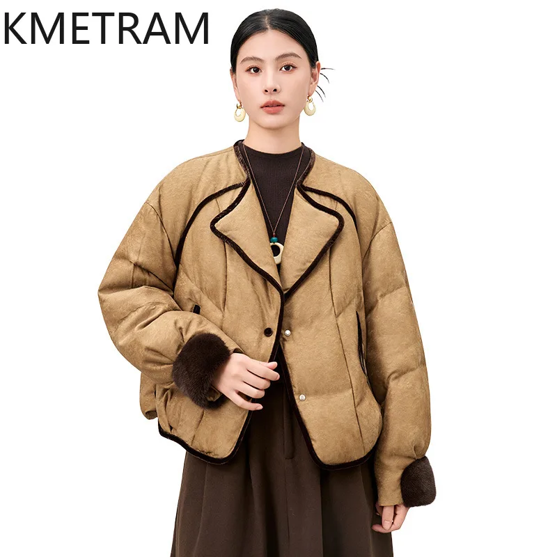 KMETRAM 95% White Goose Down Jackets Women Mink Fur Cuff Puffer Jacket Lightweight Short Down Coat Winter Woman Clothes 2026 패딩
KMETRAM 95% White Goose Down Jackets Women Mink Fur Cuff Puffer Jacket Lightweight Short Down Coat Winter Woman Clothes 2026 패딩