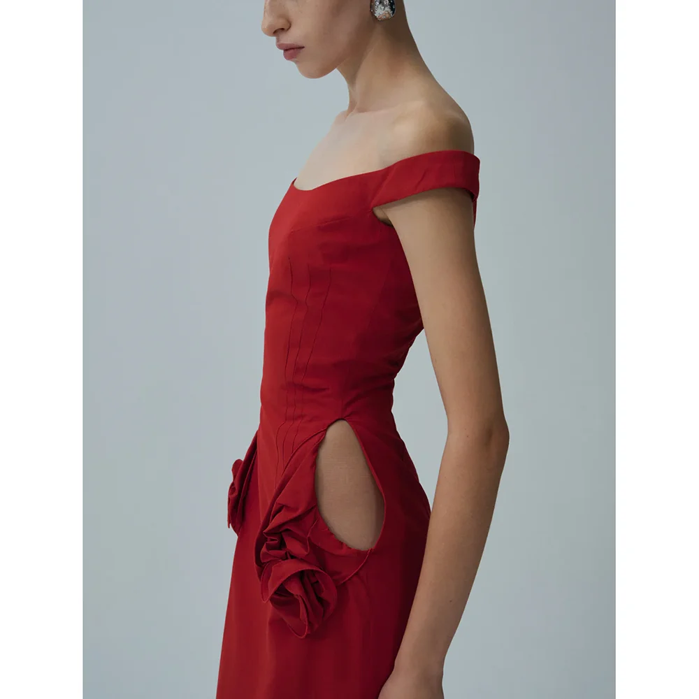 Sexy Off-the-shoulder Cut-out Hand Flowers Long Evening Dresses Sleeveless Slit Tea Length Prom Gowns
Sexy Off-the-shoulder Cut-out Hand Flowers Long Evening Dresses Sleeveless Slit Tea Length Prom Gowns