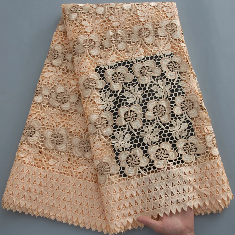 High Quality African Guipure Cord Lace, Milk Apricot Embroidered Lace for African Women's Dresses
High Quality African Guipure Cord Lace, Milk Apricot Embroidered Lace for African Women's Dresses