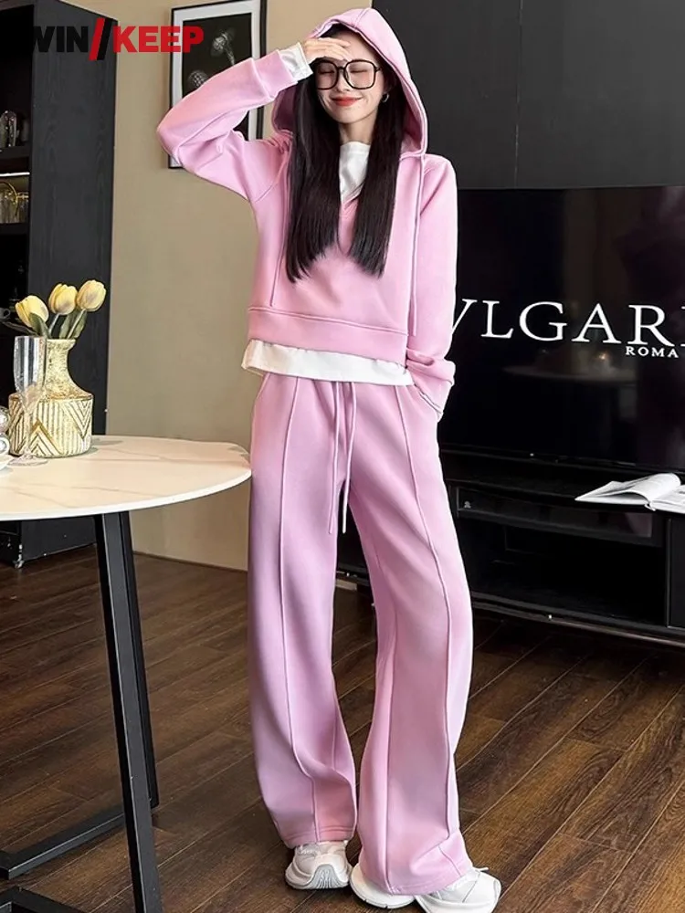 Women Outdoor Running Set Fake Two Piece Hooded Sweatshirt Top Pants Two Piece Set Spring New Jogging Training Sports Tracksuit
Women Outdoor Running Set Fake Two Piece Hooded Sweatshirt Top Pants Two Piece Set Spring New Jogging Training Sports Tracksuit