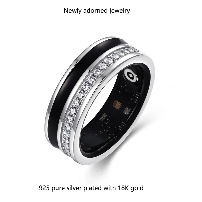 Custom-made OEM/ODM smart ring for monitoring blood pressure, featuring a plain band made of 925 silver and moissanite.
Custom-made OEM/ODM smart ring for monitoring blood pressure, featuring a plain band made of 925 silver and moissanite.