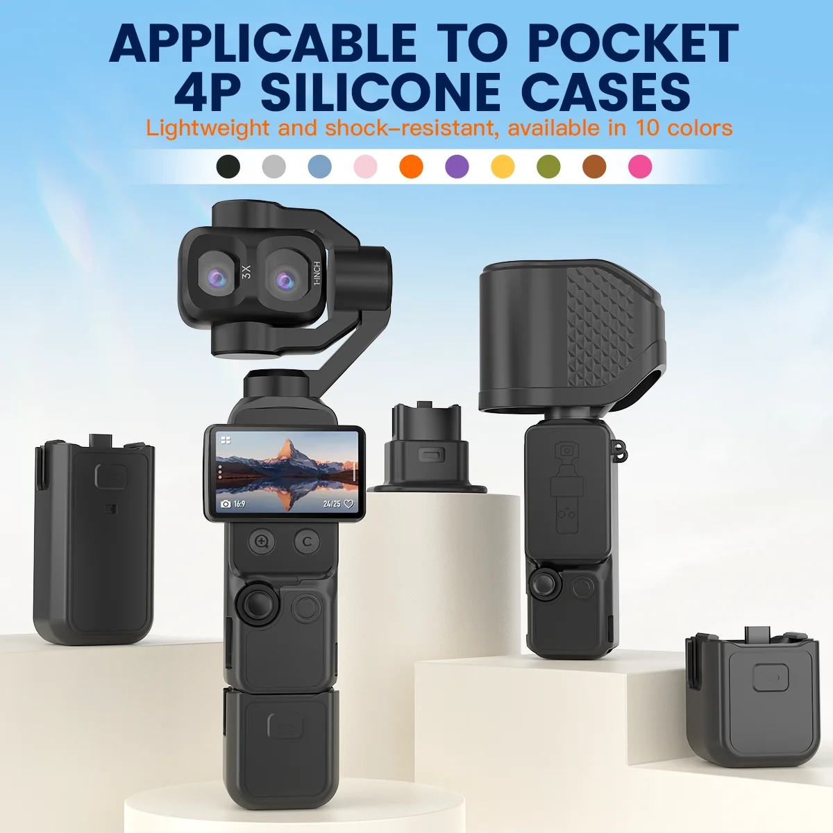 Colorful silicone protective case for DJI pocket 4pro Camera dustproof and shock-resistant
Colorful silicone protective case for DJI pocket 4pro Camera dustproof and shock-resistant
