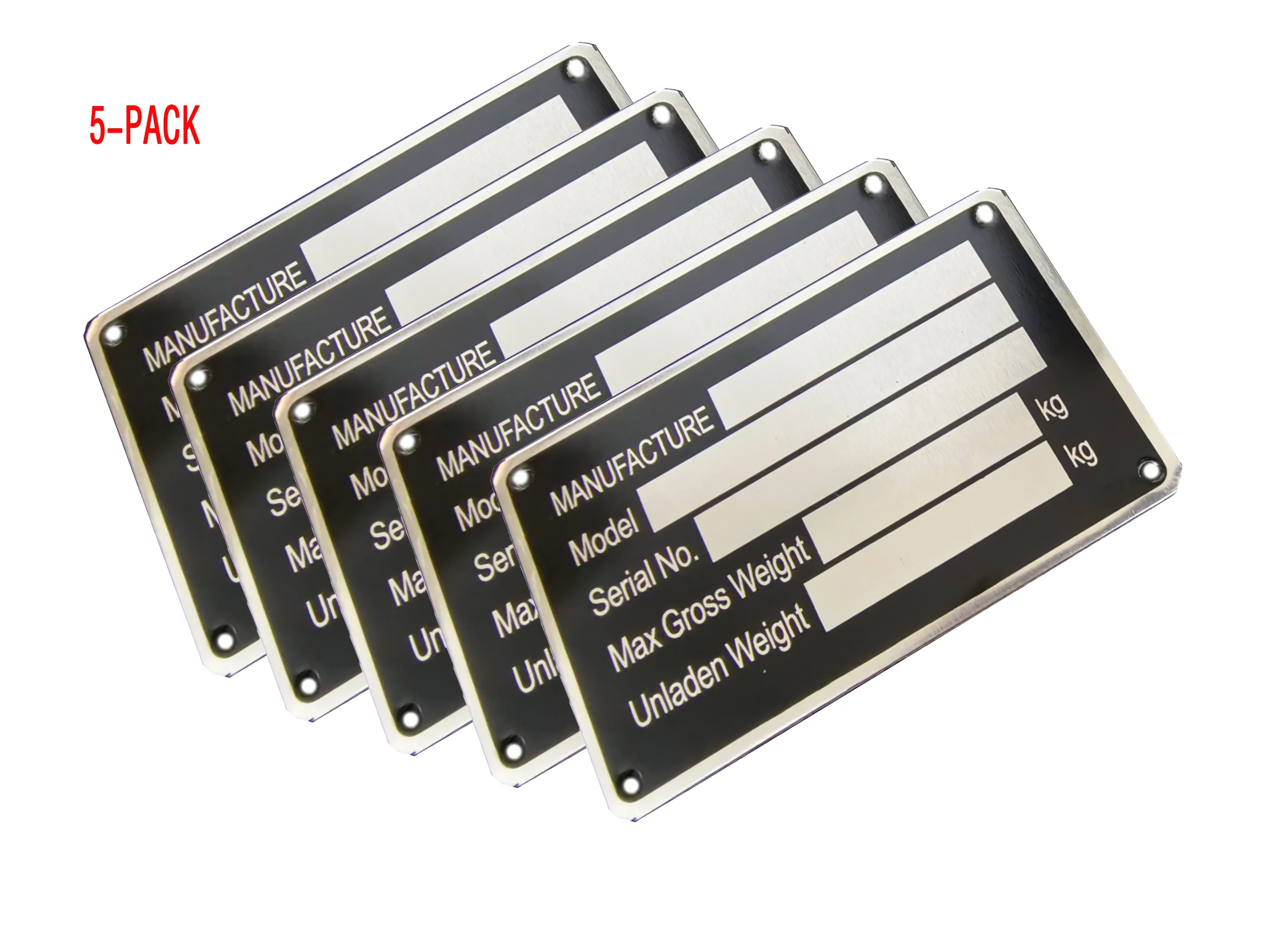 5-PACK VEHICLE TRUCK BOAT Trailer Blank VIN & Weight AXLE Chassis Plate 86mm x 54mm Identification Number
5-PACK VEHICLE TRUCK BOAT Trailer Blank VIN & Weight AXLE Chassis Plate 86mm x 54mm Identification Number