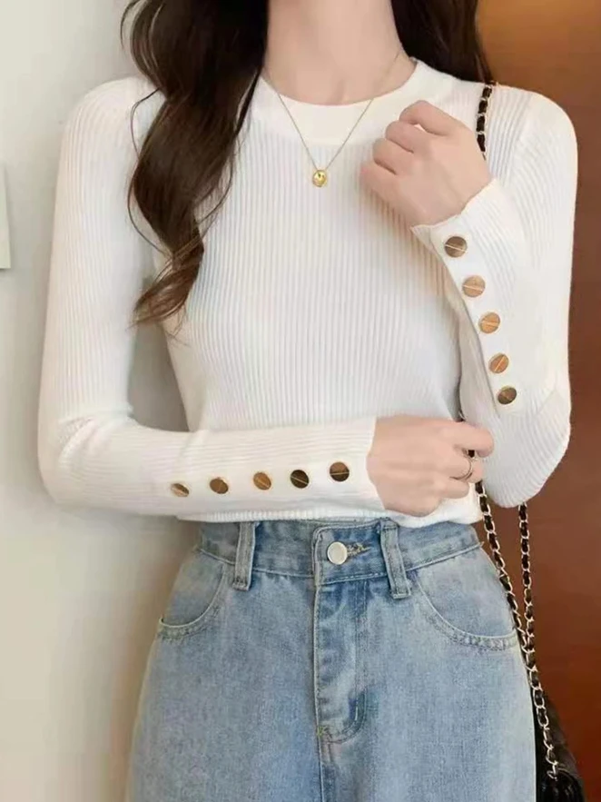 Korea Women Sweater Pullovers Khaki Casual Autumn Winter Button O-neck Chic Sweater Female Slim Knit Top Soft Jumper Tops
Korea Women Sweater Pullovers Khaki Casual Autumn Winter Button O-neck Chic Sweater Female Slim Knit Top Soft Jumper Tops