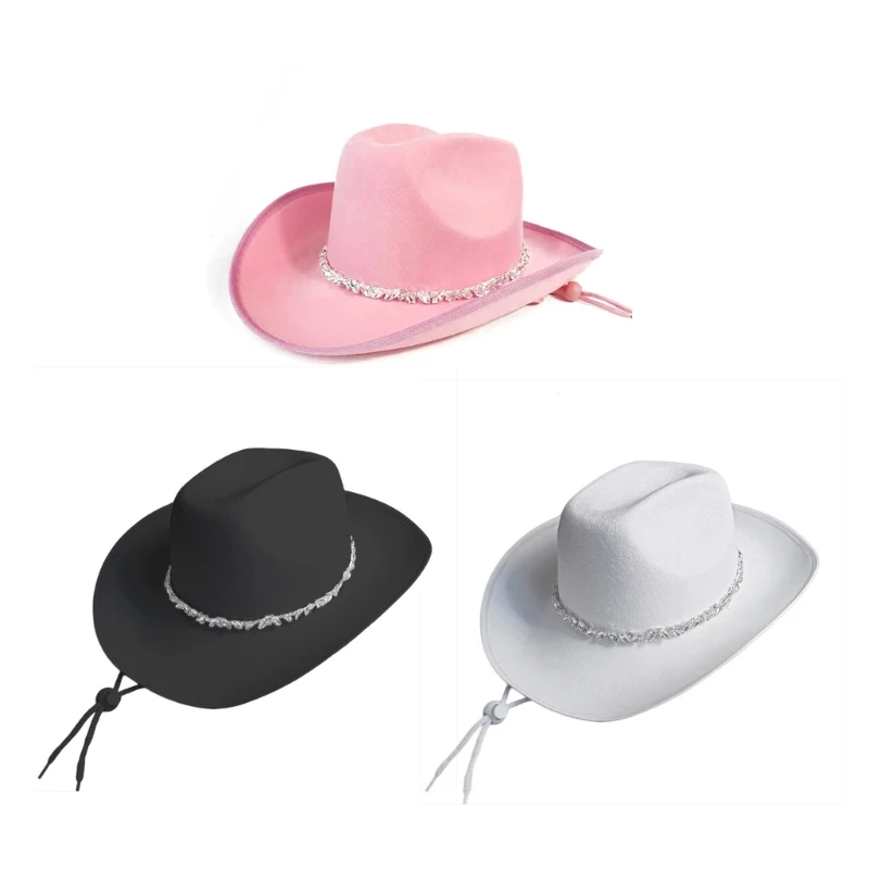 Summer Breathable Cowboy Hat Large Brim Hat Casual Sunproof Hat with Stripe of Rhinestone&Chin Strap
Summer Breathable Cowboy Hat Large Brim Hat Casual Sunproof Hat with Stripe of Rhinestone&Chin Strap