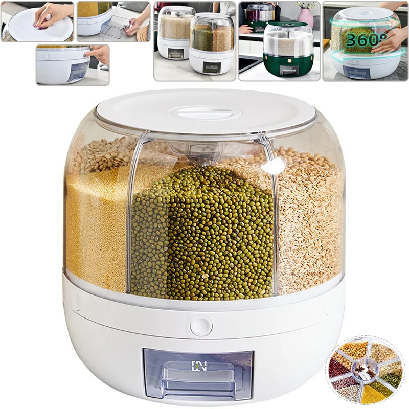 1PC Kitchen Storage Box Rice Dispenser 360 Degree Rotating Sealed Dry Cereal Grain Bucket PP Plastic Kitchen Food Container 주방용품
1PC Kitchen Storage Box Rice Dispenser 360 Degree Rotating Sealed Dry Cereal Grain Bucket PP Plastic Kitchen Food Container 주방용품