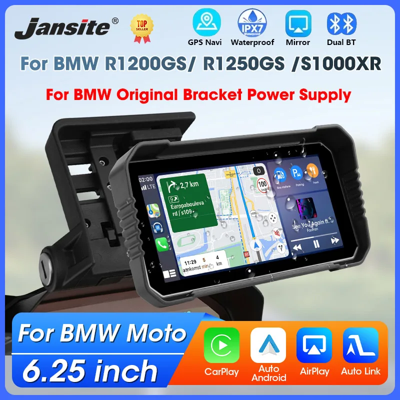 6.25" Carplay Scrren For BMW Motorcycle GPS Navigaiton Wireless Carplay Android Auto For BMW R1200GS/ R1250GS/ R1300GS /S1000XR