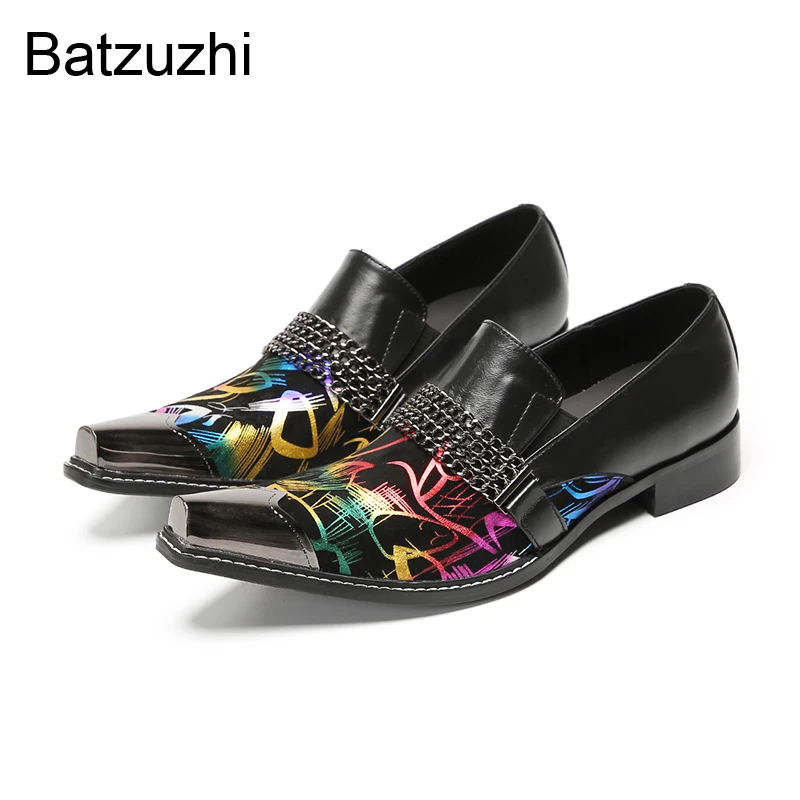 Batzuzhi Italian Type Men's Shoes Slip on Black Leather Dress Sboes for Man Fashion Oxfords Low Heels Silver Iron Toe! US6-12
Batzuzhi Italian Type Men's Shoes Slip on Black Leather Dress Sboes for Man Fashion Oxfords Low Heels Silver Iron Toe! US6-12