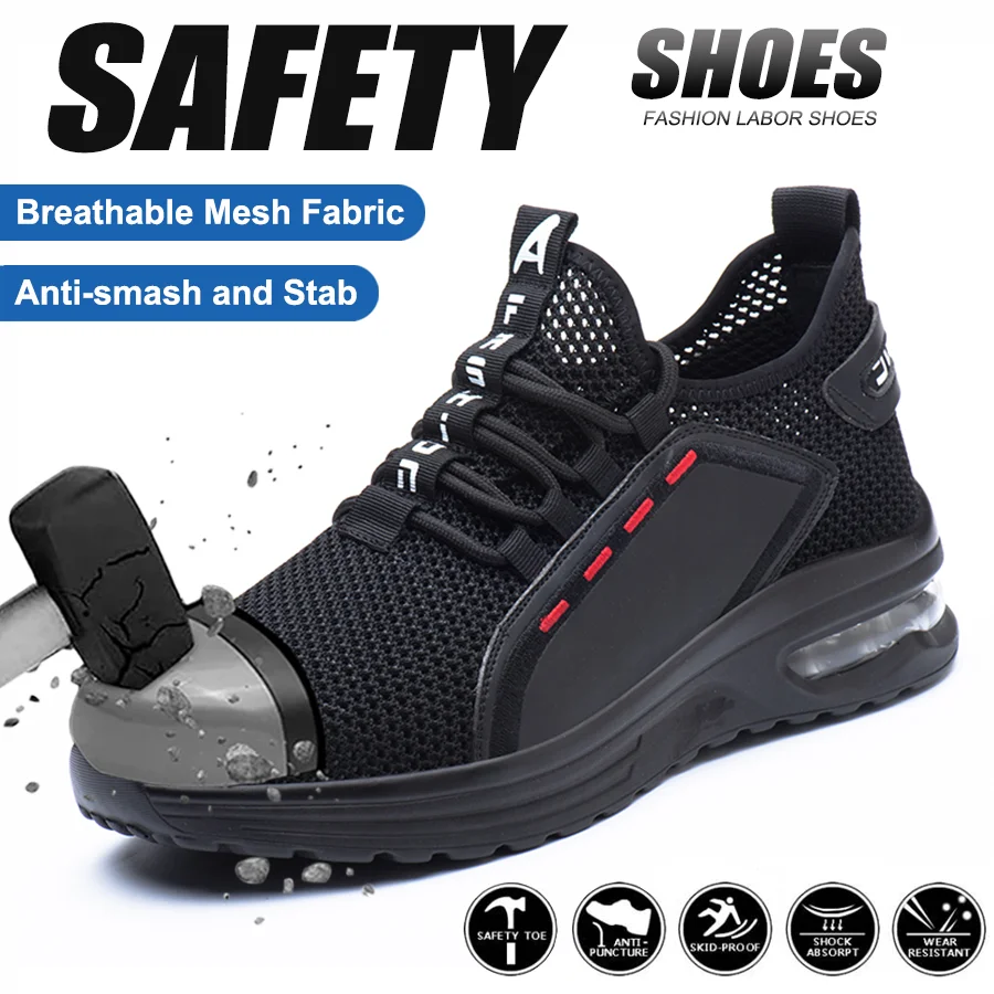 Мужская и женская защитная обувь со стальным носком, противоударная, противопрокольная рабочая обувь, легкая дышащая нескользящая рабочая обувь, защитная обувь 
Мужская и женская защитная обувь со стальным носком, противоударная, противопрокольная рабочая обувь, легкая дышащая нескользящая рабочая обувь, защитная обувь
