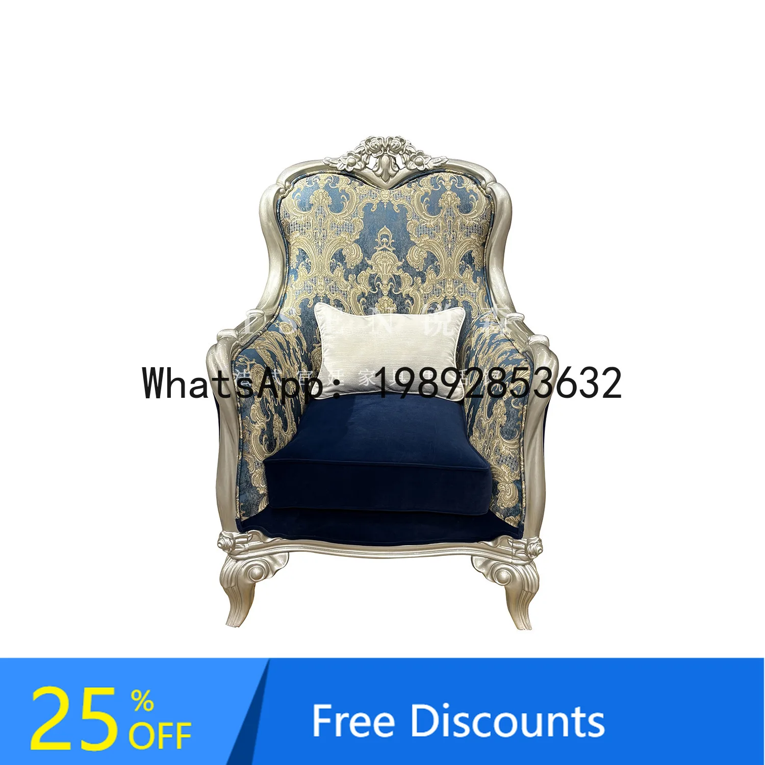 CZ French Court Style Leisure Chair European Fabric Sofa Chair Balcony Solid Wood Embroidered Chair
CZ French Court Style Leisure Chair European Fabric Sofa Chair Balcony Solid Wood Embroidered Chair