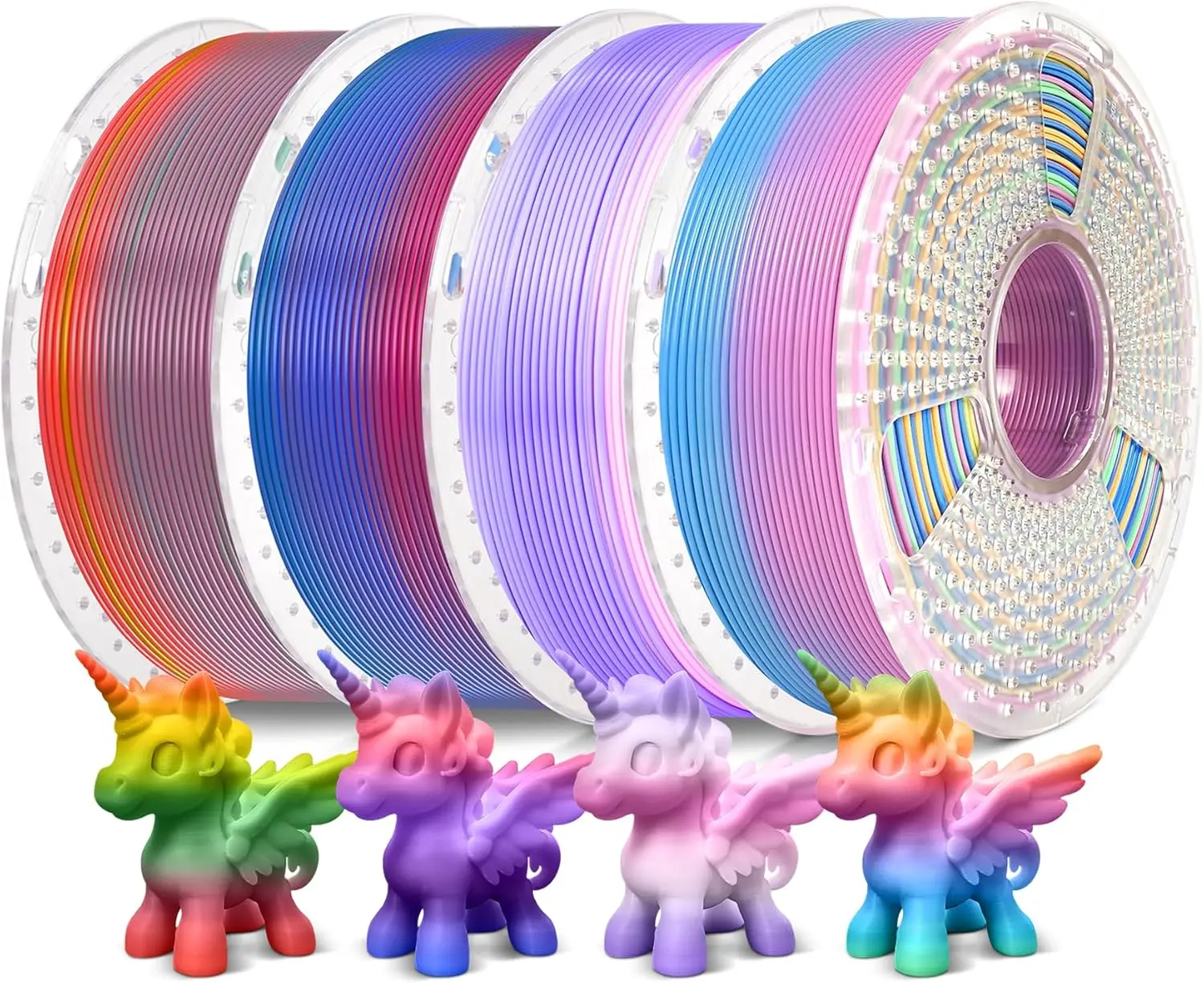 Rainbow PLA Filament Bundle 4-Pack, 1.75mm ±0.02mm, Gradient Multicolor, 4kg Total, 1kg per Spool
Rainbow PLA Filament Bundle 4-Pack, 1.75mm ±0.02mm, Gradient Multicolor, 4kg Total, 1kg per Spool