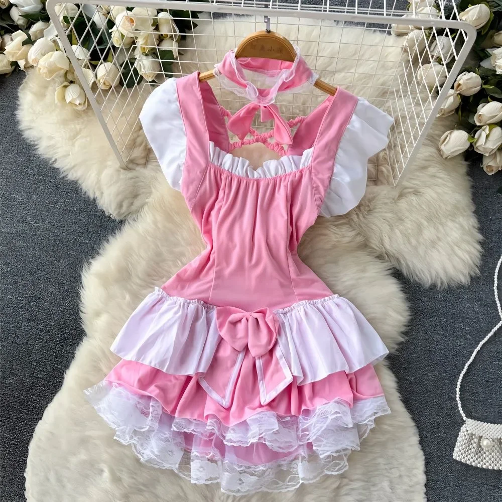 Women Lolita Summer Mini Dress Y2k Servant Low Cut Lace Patchwork Mini Dress Birthday Cocktail Role Play Maid Short Dresses
Women Lolita Summer Mini Dress Y2k Servant Low Cut Lace Patchwork Mini Dress Birthday Cocktail Role Play Maid Short Dresses