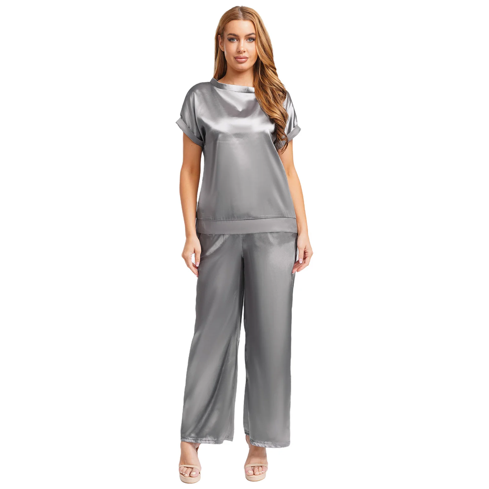 Women Fashion Two-pieces Casual Clothes Set Short Sleeve Round Collar Tops with Elastic Waistband Pants for Work Office Commute
Women Fashion Two-pieces Casual Clothes Set Short Sleeve Round Collar Tops with Elastic Waistband Pants for Work Office Commute