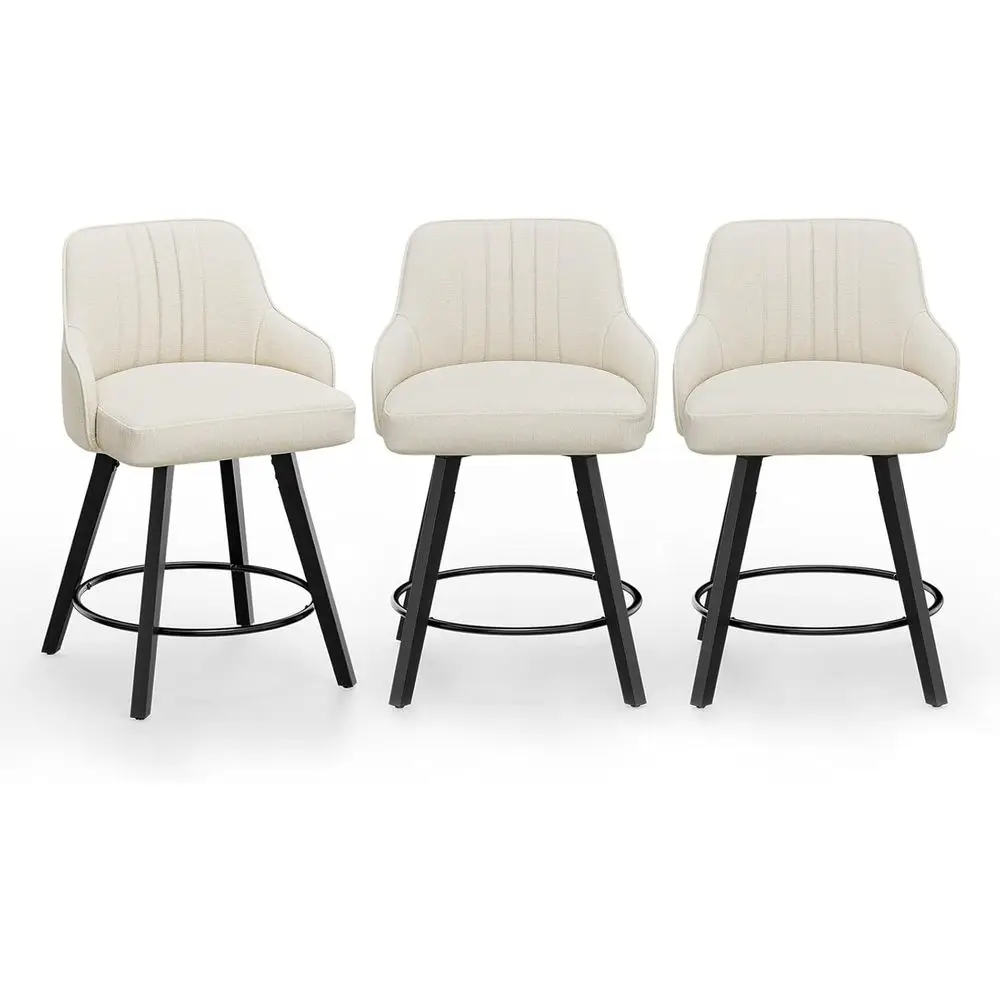 Set of 3 Linen-Covered Swivel Bar Stools with Cushion and Solid Wood Legs, Beige
Set of 3 Linen-Covered Swivel Bar Stools with Cushion and Solid Wood Legs, Beige