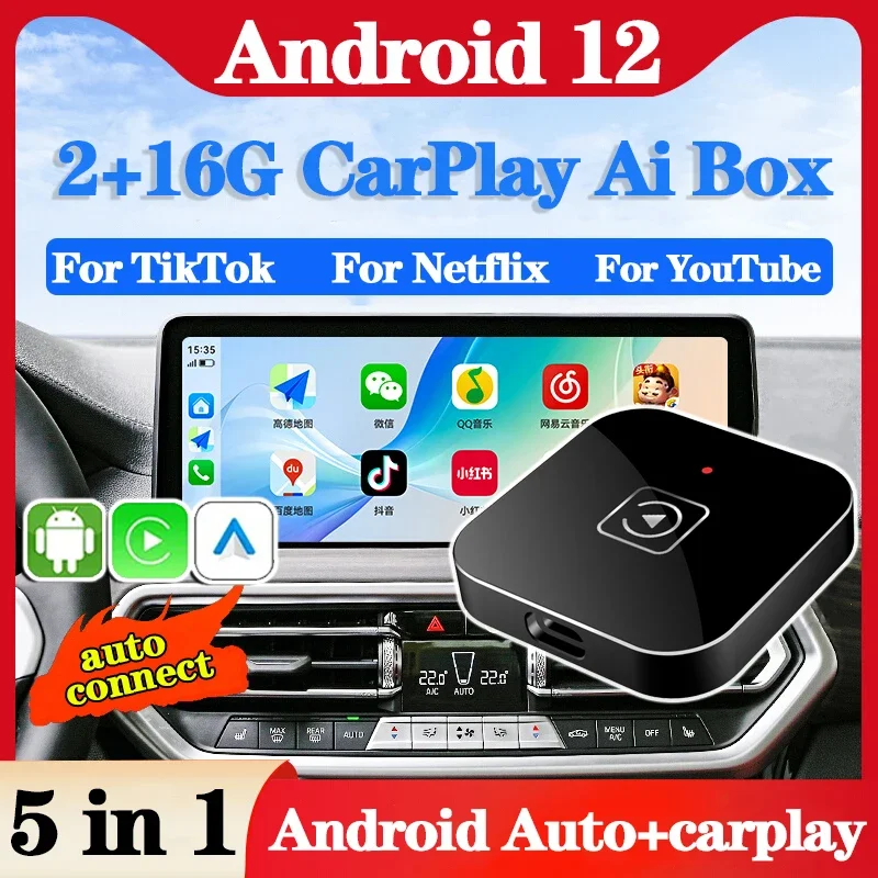 Car Carplay Box Android 12 Wireless Android Auto Smart AI Box 16G For Youtube Netflix Toyota Mazda Hyundai Haval GMC Ford MG VW
Car Carplay Box Android 12 Wireless Android Auto Smart AI Box 16G For Youtube Netflix Toyota Mazda Hyundai Haval GMC Ford MG VW