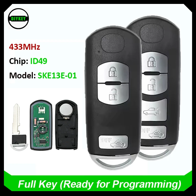 Умный дистанционный автомобильный ключ DIYKEY 3/4 кнопки 433 МГц 49 чип-брелок для Mazda 6 3 MX-5 CX-3 CX-5 CX-7 Модель: SKE13E-01 Система Mitsubishi
Умный дистанционный автомобильный ключ DIYKEY 3/4 кнопки 433 МГц 49 чип-брелок для Mazda 6 3 MX-5 CX-3 CX-5 CX-7 Модель: SKE13E-01 Система Mitsubishi