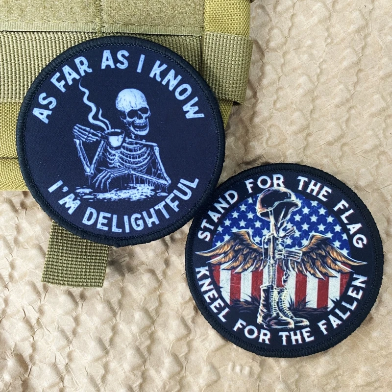 Tactical Skull Backpack Sticker I'm Delightful Printing Patch Hook and Loop Morale Badge Personality Skeleton Clothes Bag Emblem
Tactical Skull Backpack Sticker I'm Delightful Printing Patch Hook and Loop Morale Badge Personality Skeleton Clothes Bag Emblem