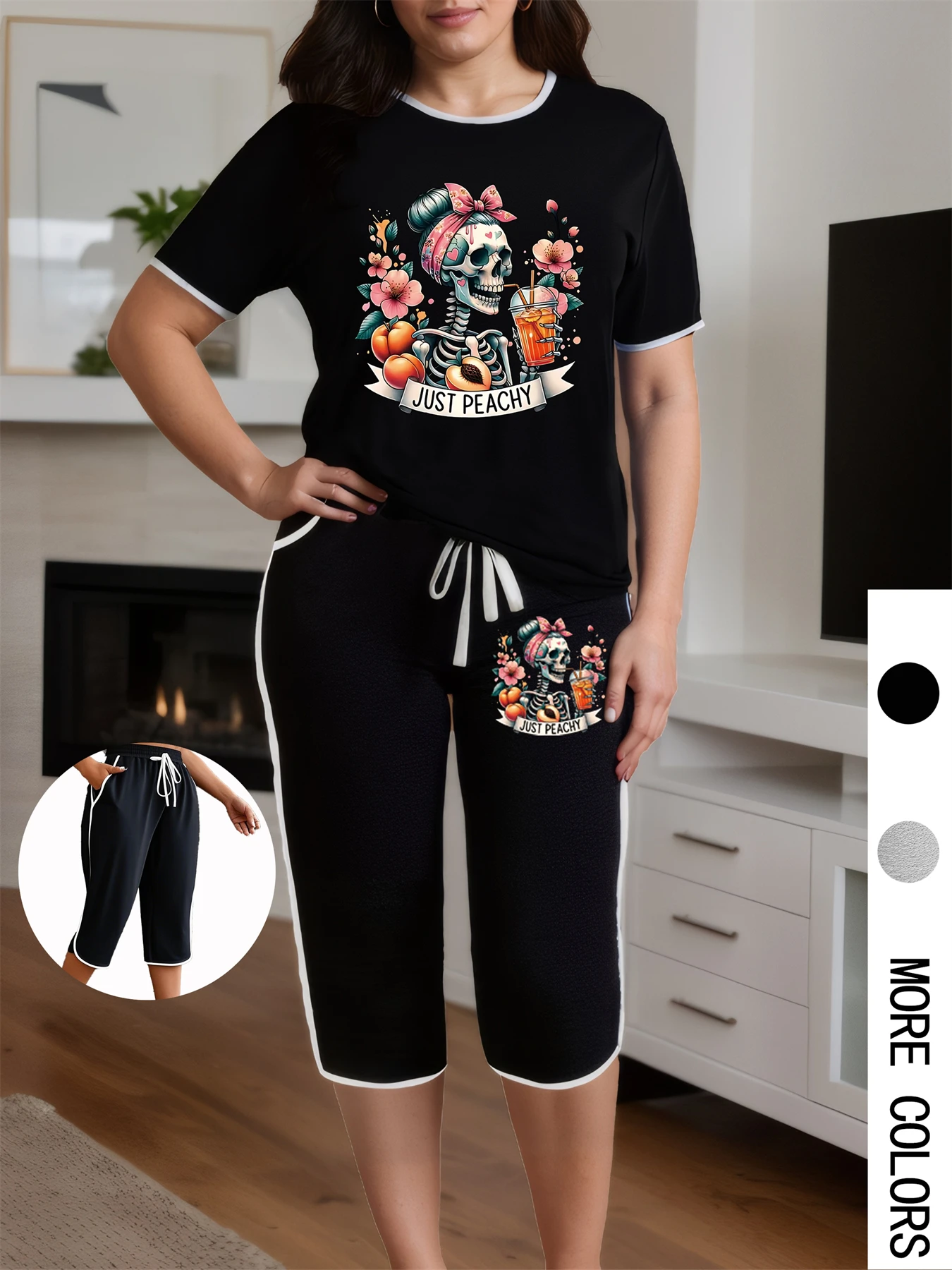 Plus Size Women 2 Piece Set Graphic Print Short Sleeve T-shirt Capri Pants Summer Suits Oversize Fashion Two Piece Outfits
Plus Size Women 2 Piece Set Graphic Print Short Sleeve T-shirt Capri Pants Summer Suits Oversize Fashion Two Piece Outfits
