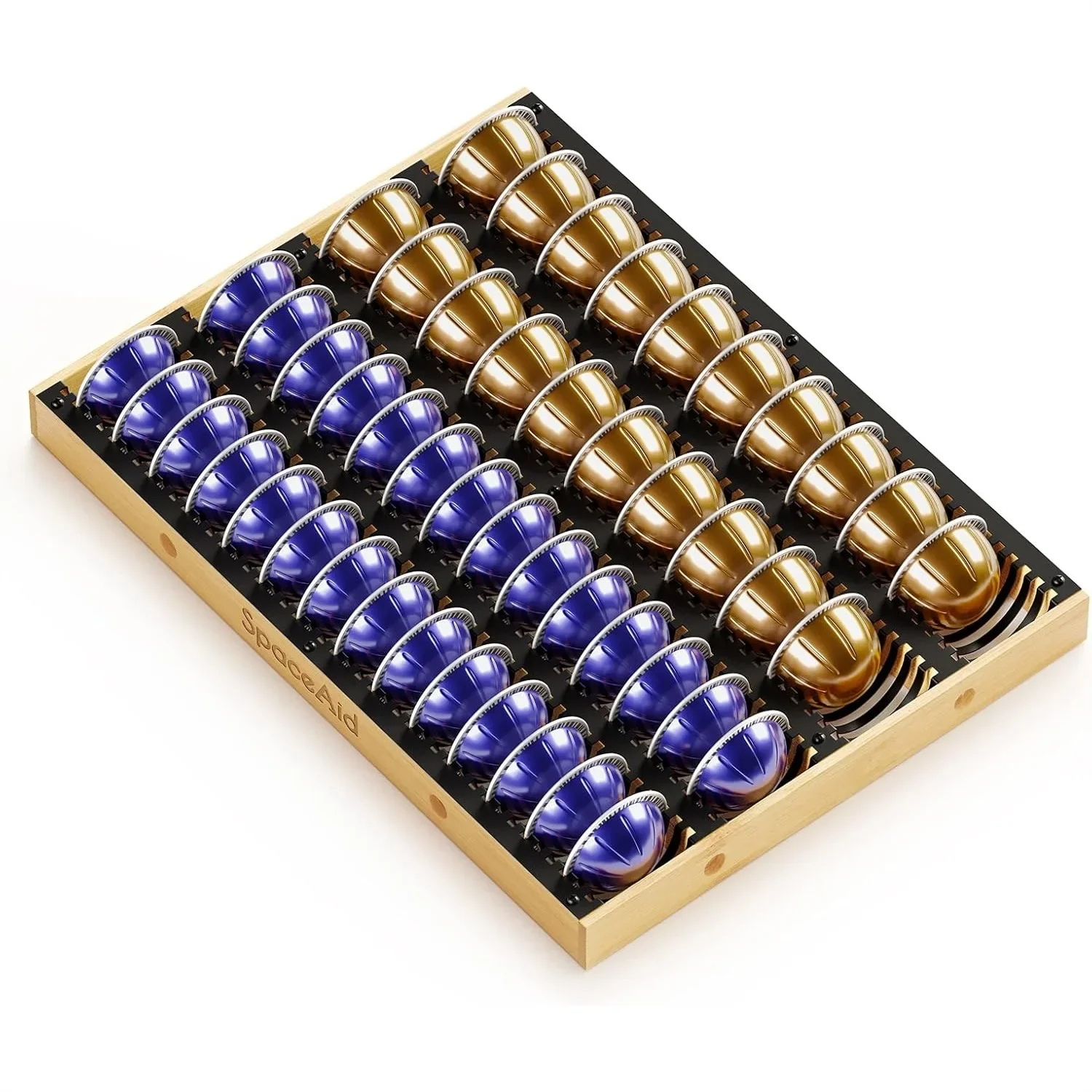 Coffee Pod Holder Drawer Organizer for Vertuo Capsules, Bamboo Tray Storage Fits 40 Large or 52 Small Pods, Space-Saving Insert
Coffee Pod Holder Drawer Organizer for Vertuo Capsules, Bamboo Tray Storage Fits 40 Large or 52 Small Pods, Space-Saving Insert
