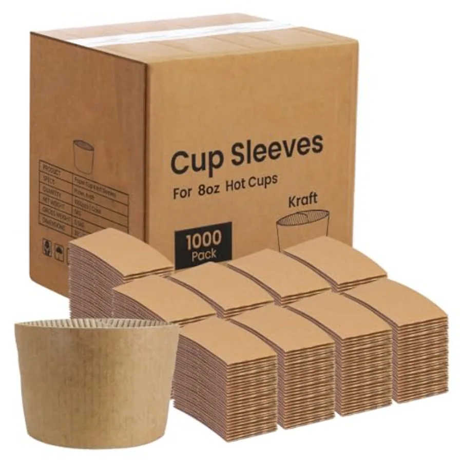 1000 Pack Coffee Cup Sleeves Disposable Hot and Cold Drink Insulators
1000 Pack Coffee Cup Sleeves Disposable Hot and Cold Drink Insulators