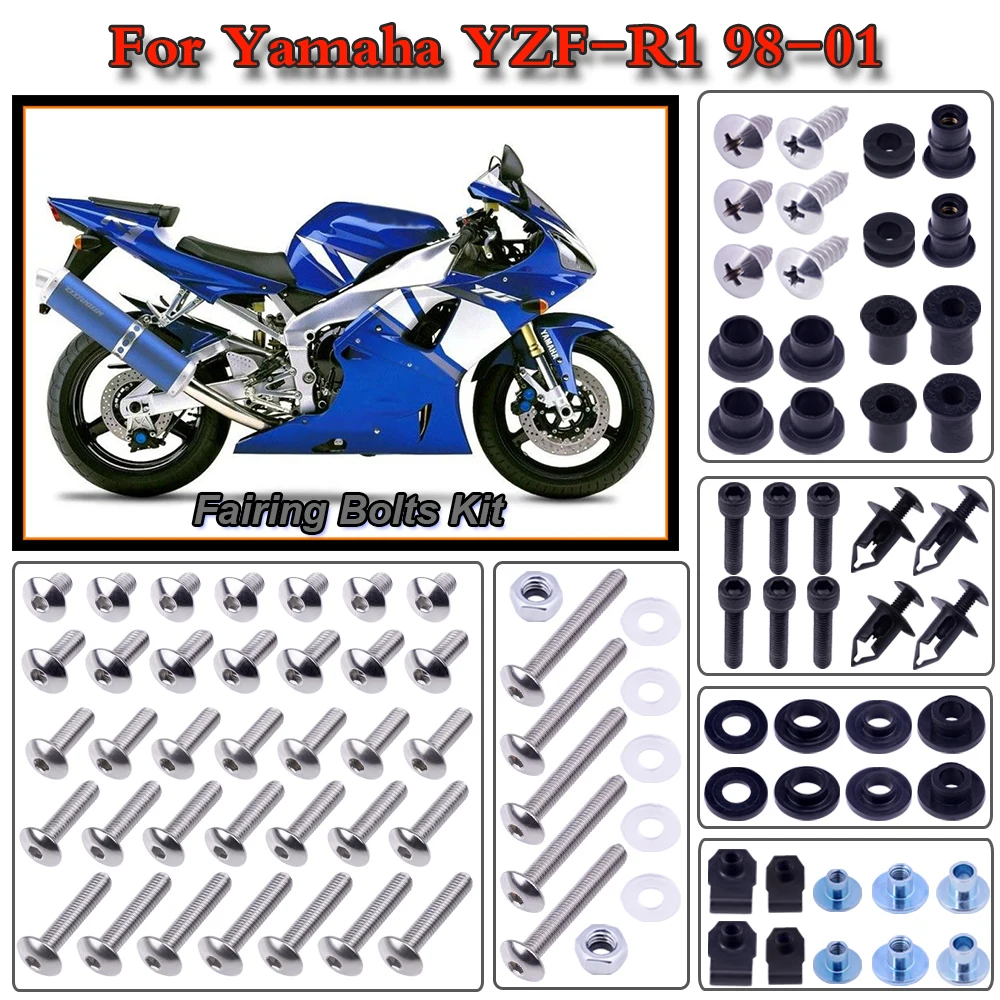 Motorcycle Stainless Complete Bodywork Fairing Bolt Kit Screws Clip For Yamaha YZF-R1 98-01
Motorcycle Stainless Complete Bodywork Fairing Bolt Kit Screws Clip For Yamaha YZF-R1 98-01
