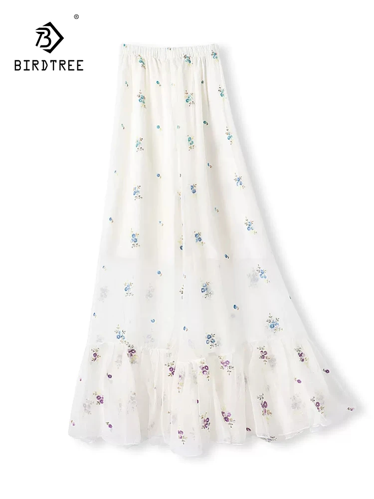 BirdTree-Silk Qiao Qi Elegant Skirts, Elastic Waist Embroidery, Women French Beach Vacation A-line Skirt, 2026 Summer B66365CC
BirdTree-Silk Qiao Qi Elegant Skirts, Elastic Waist Embroidery, Women French Beach Vacation A-line Skirt, 2026 Summer B66365CC