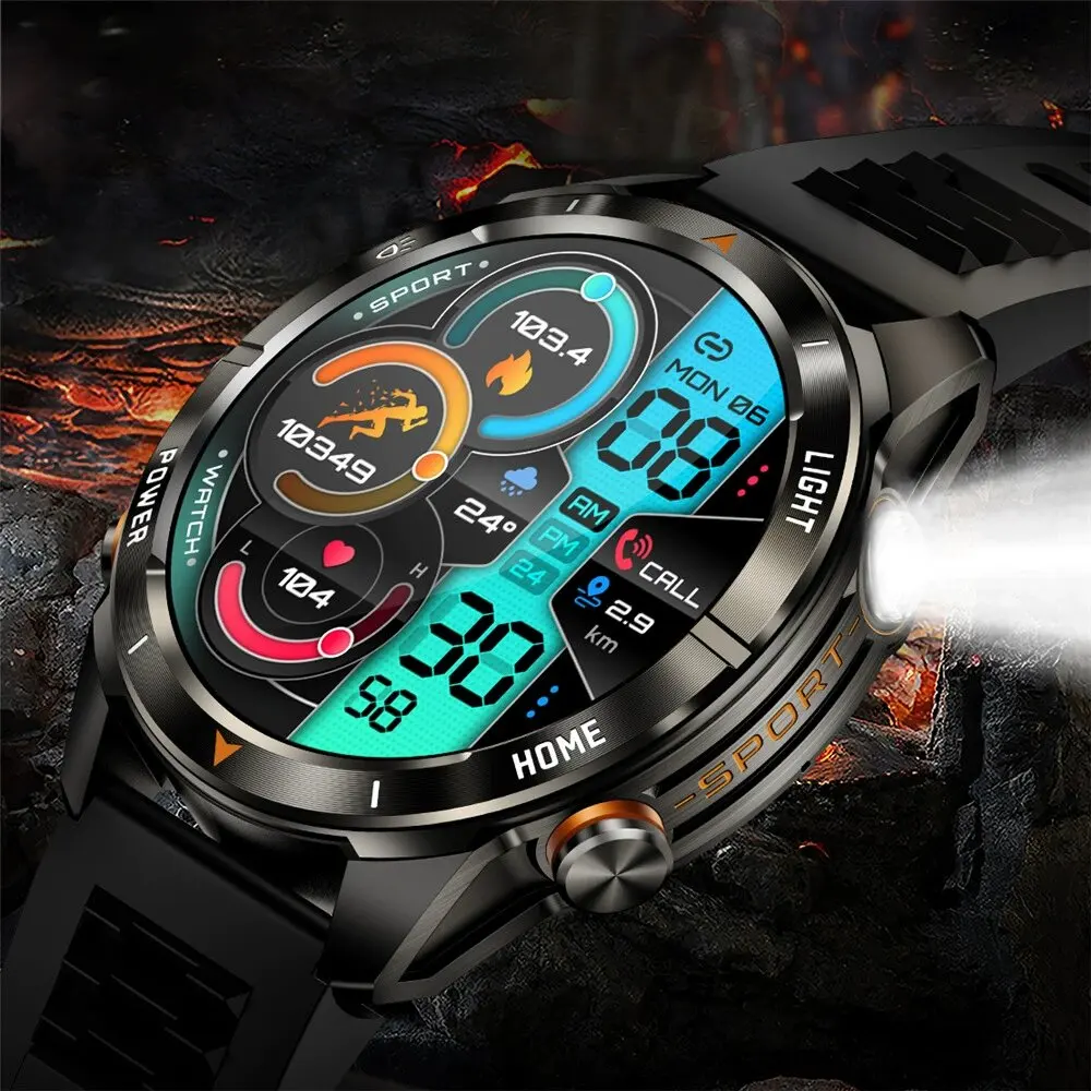 Military Smart Watch Men 10ATM Waterproof 1.46" AMOLED Screen LED Flashlight 515mAh Battery Heart Rate Sport BT Call Smartwatch
Military Smart Watch Men 10ATM Waterproof 1.46" AMOLED Screen LED Flashlight 515mAh Battery Heart Rate Sport BT Call Smartwatch