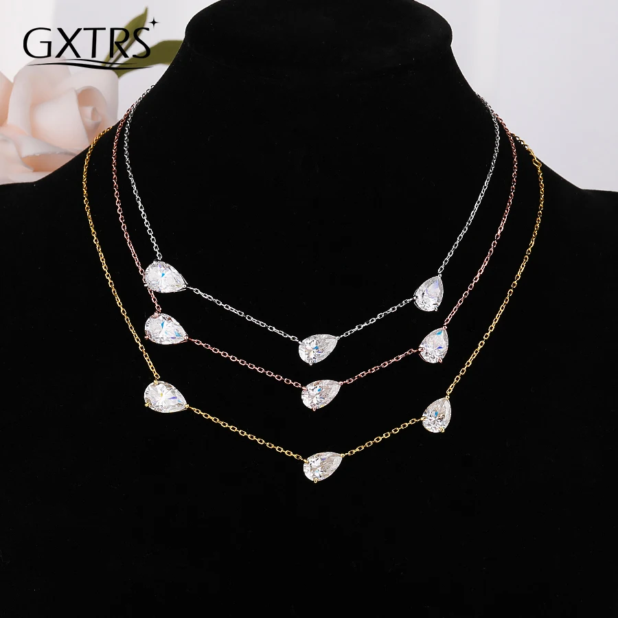 GXTRS Waterdrop Moissanite Pendant Necklaces For Women 925 Sterling Silver 3 Stone Pear Cut Lab Diamond Neck Chains Fine Jewelry
GXTRS Waterdrop Moissanite Pendant Necklaces For Women 925 Sterling Silver 3 Stone Pear Cut Lab Diamond Neck Chains Fine Jewelry