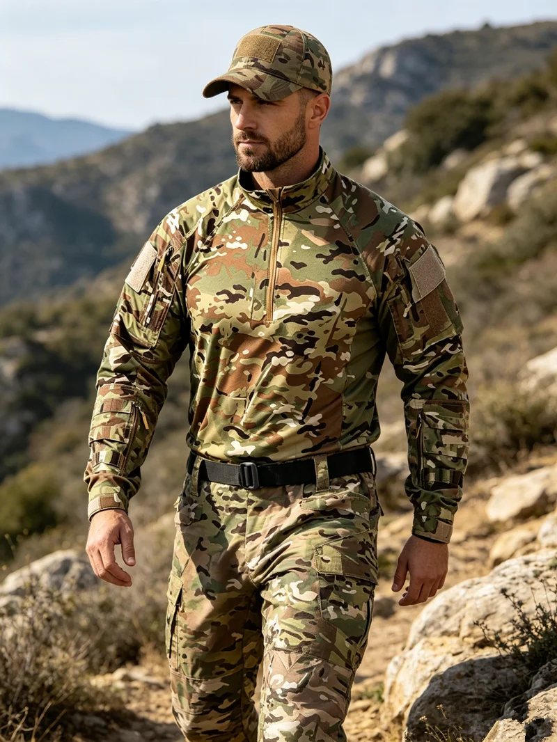 Ruins Camo Tactical Tracksuit Men Autumn Quick-drying Breathable Top & Multi-pocket Cargo Pants 2 Piece Outfit for Training
Ruins Camo Tactical Tracksuit Men Autumn Quick-drying Breathable Top & Multi-pocket Cargo Pants 2 Piece Outfit for Training