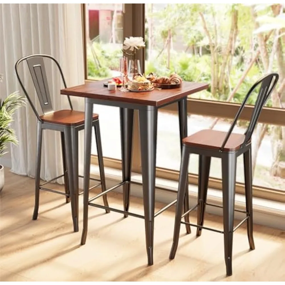 Bistro Table and Chairs Set of 2, Bar Table and Chairs Set of 2 with Solid Elm Top and Metal Frame, Pub Table and Chairs Set of
Bistro Table and Chairs Set of 2, Bar Table and Chairs Set of 2 with Solid Elm Top and Metal Frame, Pub Table and Chairs Set of