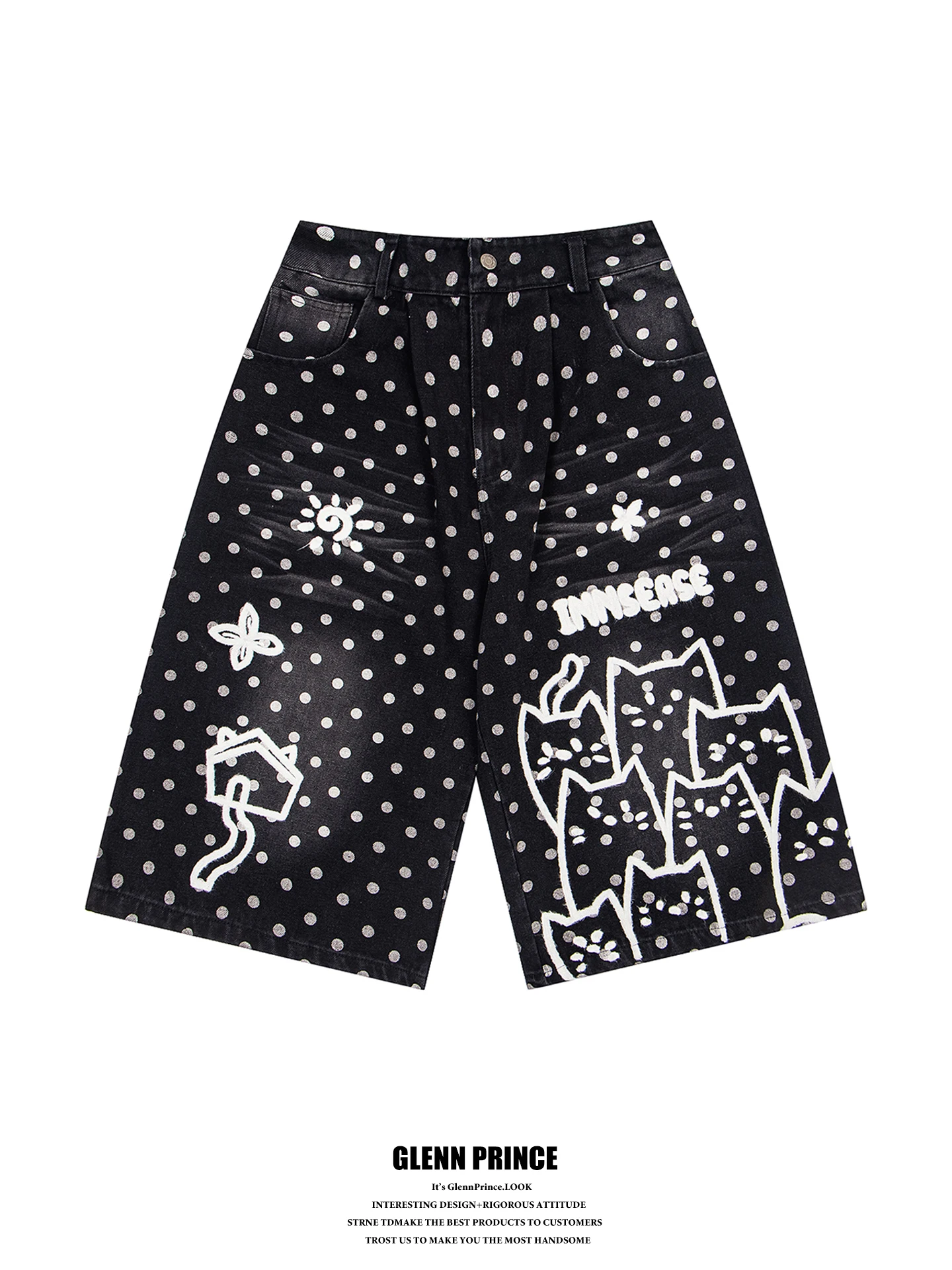 American Street Graffiti Polka Dot Print Men's Summer Loose Wide Leg Seven-Foot Jeans Casual Cotton Denim mid Waist Zipper
American Street Graffiti Polka Dot Print Men's Summer Loose Wide Leg Seven-Foot Jeans Casual Cotton Denim mid Waist Zipper